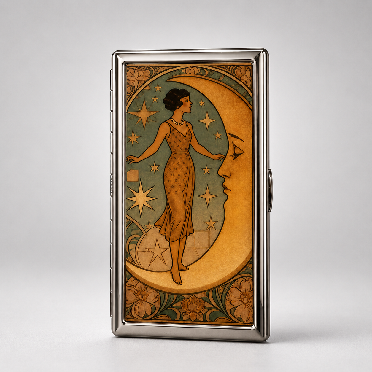 Silver Moonflower Chrome Wallet